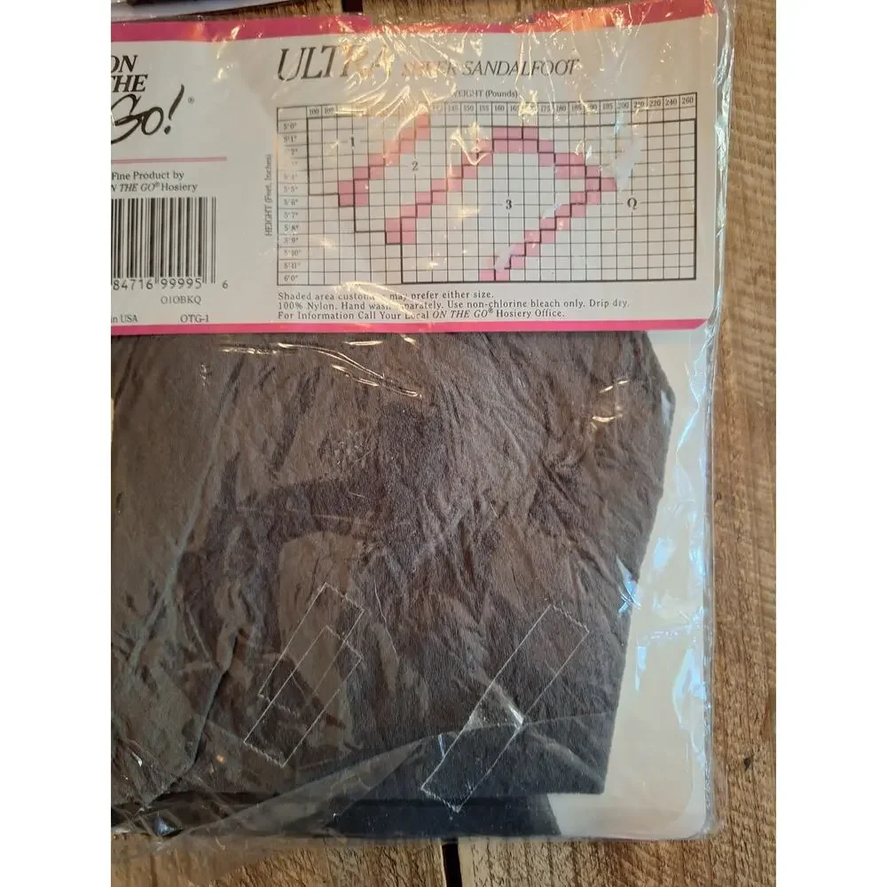 2/On the Go Ultra Sheer Offblack Pantyhose Sz XL Queen 2/ Knee Highs Nude One Sz